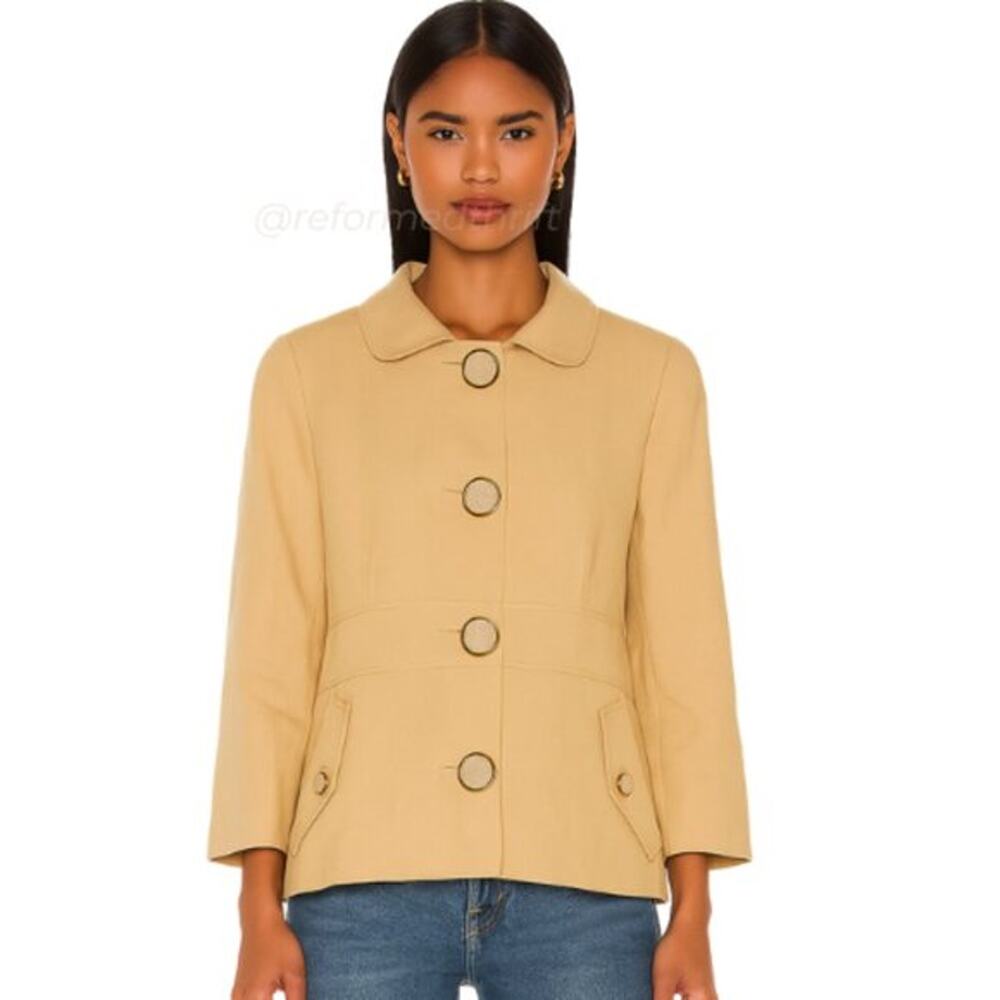 Tory Burch Large Button Classic Jacket in Tan Khaki Size 10